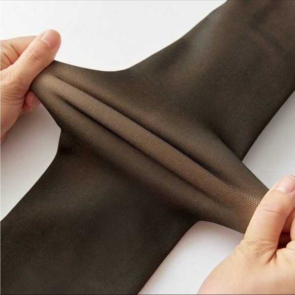 Premium Durable warm double lined black/nude thick pantyhose tights - Picture 3 of 12